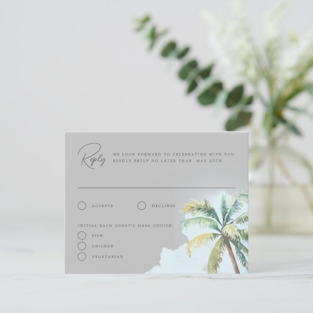 Gorgeous Tropical Beach Island Wedding Reply Card (Standing Front)