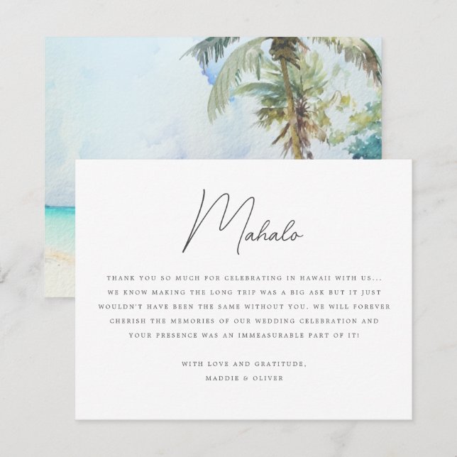 Gorgeous Tropical Beach Wedding Thank You Card (Front/Back)