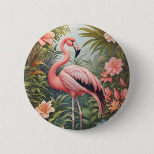Gorgeous Tropical Pink Flamingo Bird 6 Cm Round Badge
