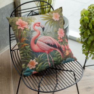 Gorgeous Tropical Pink Flamingo Bird Cushion