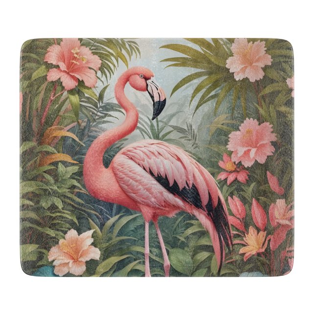Gorgeous Tropical Pink Flamingo Bird Cutting Board (Front)