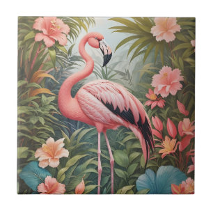 Gorgeous Tropical Pink Flamingo Bird Tile