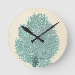 Gorgeous Turquoise/Aqua Coral Round Clock