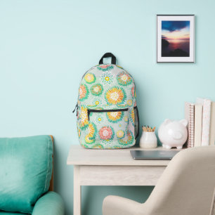 Gorgeous turquoise backpack, one of a kind printed backpack