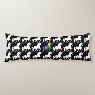 Gorgeous Unicorn Rainbow Black & White Pattern Body Cushion