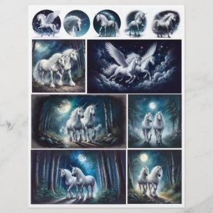 Gorgeous Unicorns and Pegasus on Blue