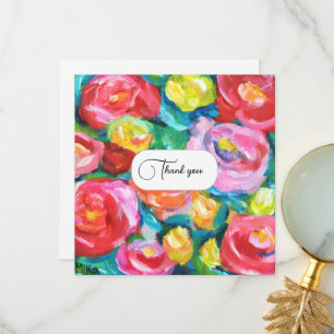 Gorgeous Vibrant Abstract Rose Flowers Artistic  Thank You Card