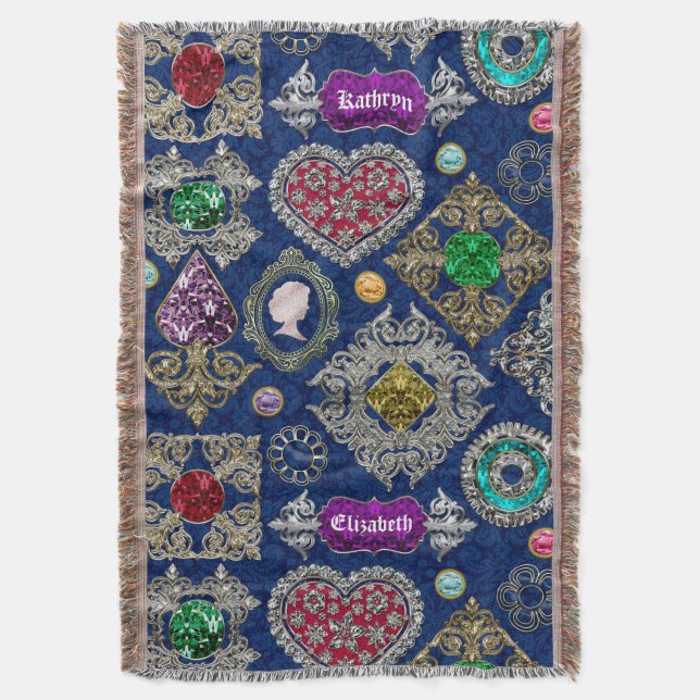 Gorgeous Victorian Jewellery Brooch Gemstone Throw Blanket (Front Vertical)