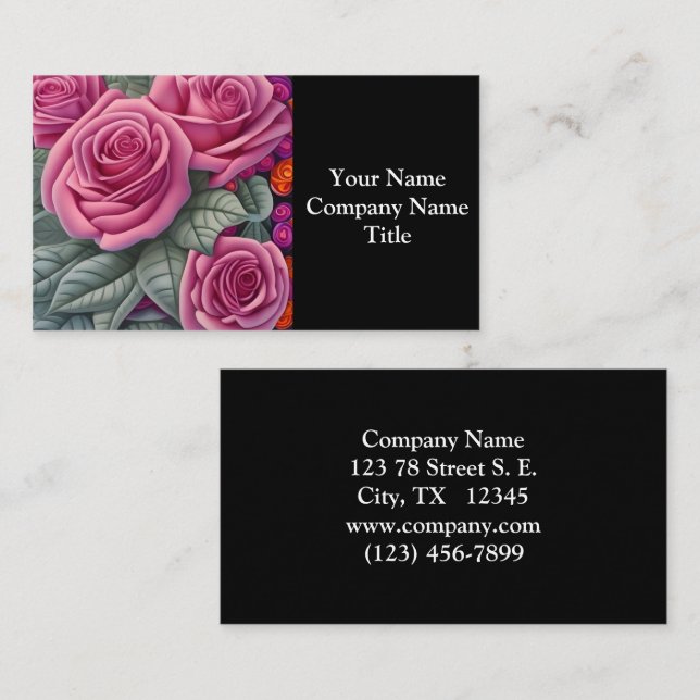 Gorgeous Victorian Pastel Pink Rose Print Business Card (Front/Back)