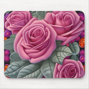 Gorgeous Victorian Pastel Pink Rose Print Mouse Mat