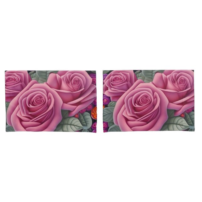 Gorgeous Victorian Pastel Pink Rose Print Pillowcase (Front-Set)