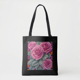 Gorgeous Victorian Pastel Pink Rose Print Tote Bag