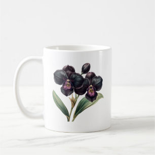 Gorgeous vintage black and magenta orchid coffee mug