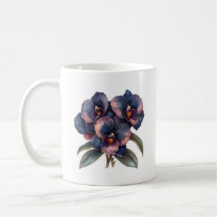 Gorgeous vintage blue and magenta orchid coffee mug