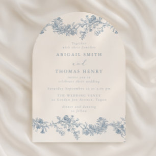 Gorgeous Vintage Blue Floral Arch Wedding Invitation
