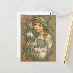 Gorgeous Vintage Fairy and White Flowers Postcard