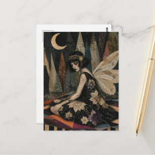 Gorgeous Vintage Fairy Mixed Media Collage Postcard