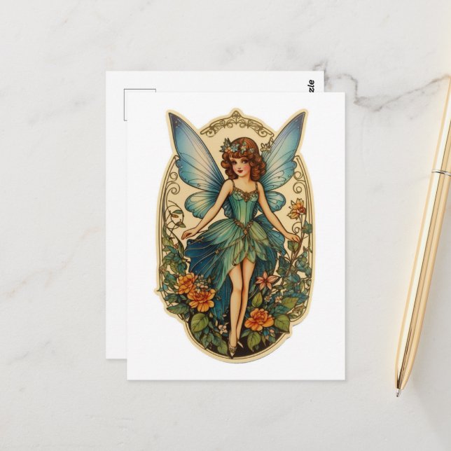 Gorgeous Vintage Fairy Postcard (Front/Back In Situ)