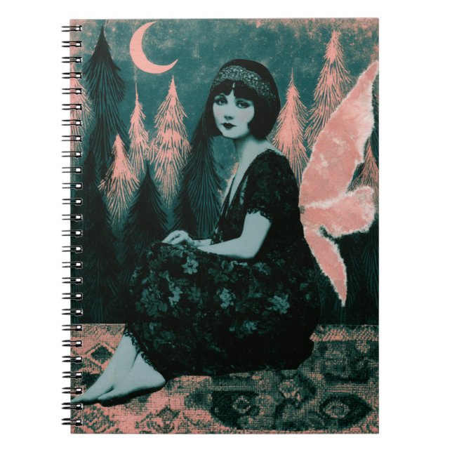 Gorgeous Vintage Fairy With Pink Wings Notebook (Front)