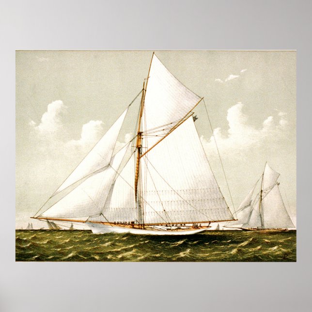 Gorgeous Vintage Nautical Art of Sail boats Poster (Front)