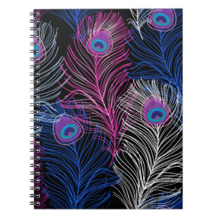 Gorgeous Vintage pattern of peacock feathers on a Notebook