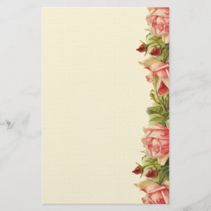 Gorgeous Vintage Pink Apricot Roses Elegant Stationery