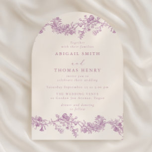 Gorgeous Vintage Pink Floral Arch Wedding Invitation