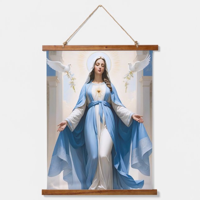 Gorgeous Virgin Mary Christian Catholic Hanging Tapestry (Front)