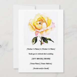 Gorgeous Water-Painted Yellow Rose Invitation