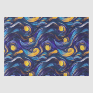 Gorgeous Watercolor Blue Starry Night Painted Tissue Paper