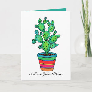 Gorgeous Watercolor Cactus In Beautiful Pot Card