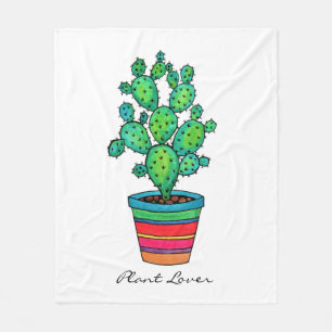 Gorgeous Watercolor Cactus In Beautiful Pot Fleece Blanket