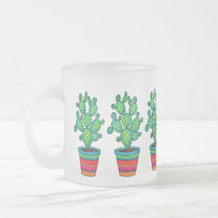 Gorgeous Watercolor Cactus In Beautiful Pot Frosted Glass Coffee Mug
