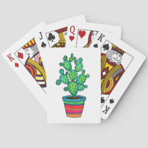 Gorgeous Watercolor Cactus In Beautiful Pot Playing Cards