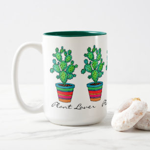 Gorgeous Watercolor Cactus In Beautiful Pot Two-Tone Coffee Mug