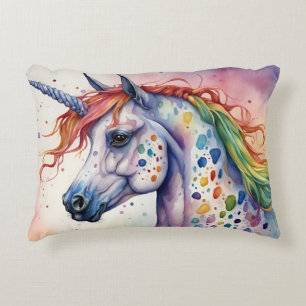 Gorgeous Watercolor Colorful Appaloosa Unicorn Decorative Cushion