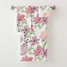Gorgeous Watercolor Floral Print Mauve Lilac