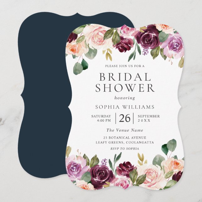 Gorgeous Watercolor Flowers Summer Bridal Shower Invitation (Front/Back)