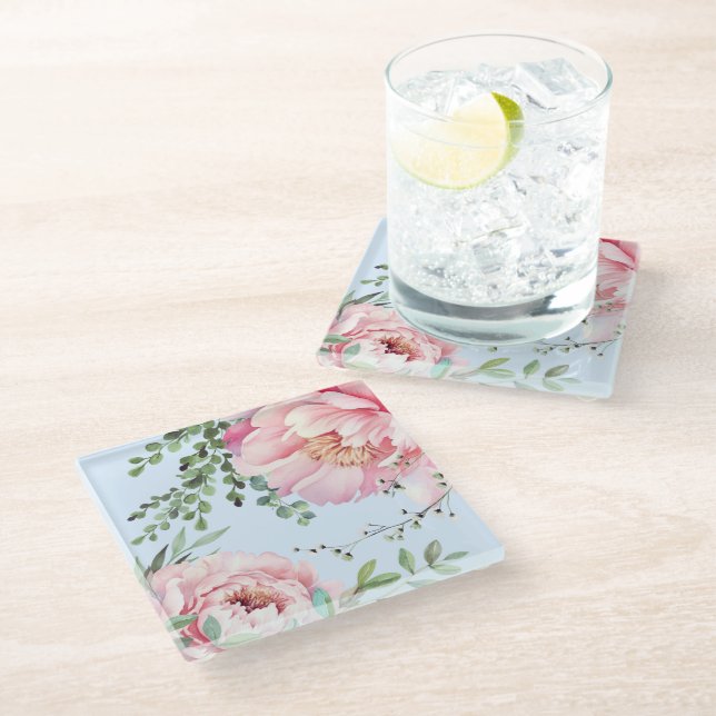 Gorgeous Watercolor Peonies Coaster (Angled)