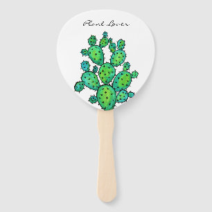 Gorgeous Watercolor Prickly Cactus Hand Fan