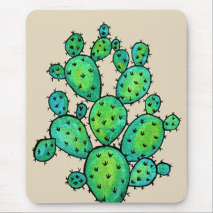 Gorgeous Watercolor Prickly Cactus Mouse Mat