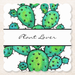 Gorgeous Watercolor Prickly Cactus Paper Coaster