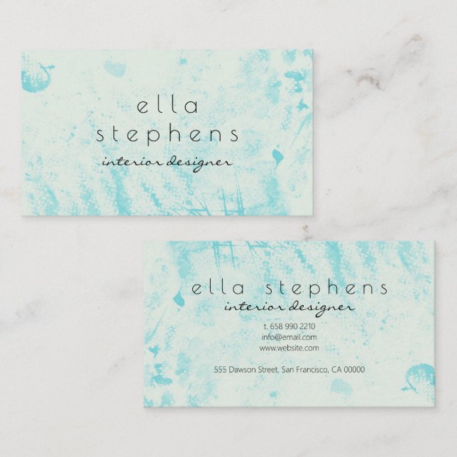Gorgeous Watercolor Sea Green Business Card (Front/Back)