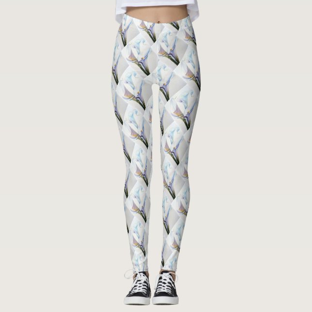 GORGEOUS WHITE CALLA LILIES FLORAL LEGGINGS (Front)