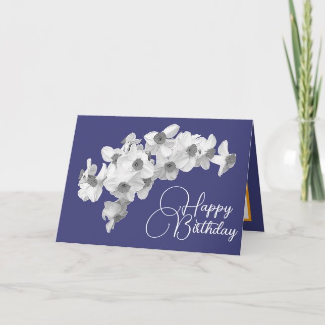 Gorgeous White Daffodils Pretty Bouquet Birthday Card (Front)
