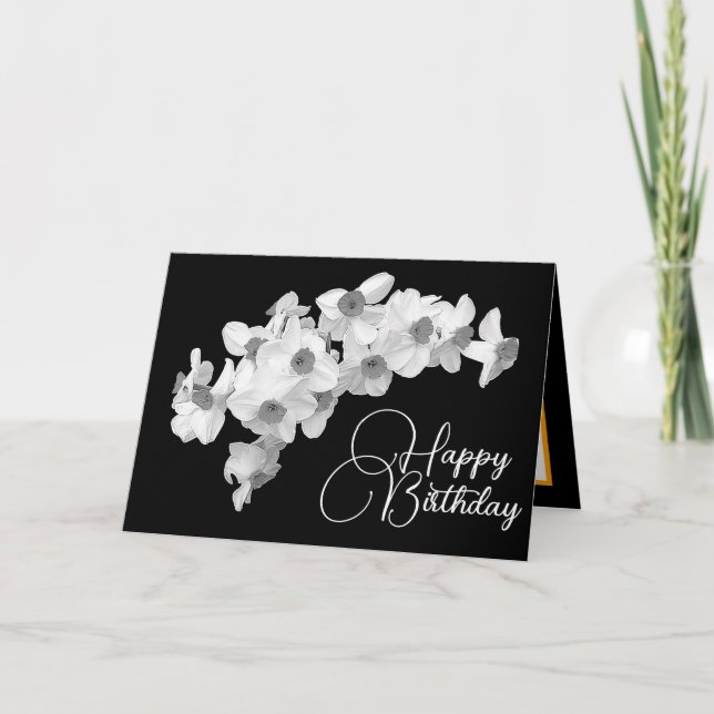 Gorgeous White Daffodils Pretty Bouquet Birthday Card (Front)
