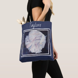 Gorgeous White Fighter Fish Tote Bag