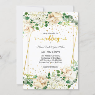 Gorgeous White Flower Enchanted Cotton Wedding Invitation