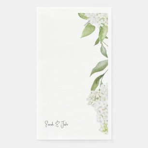 Gorgeous White Hydrangea Floral White Wedding Napkin