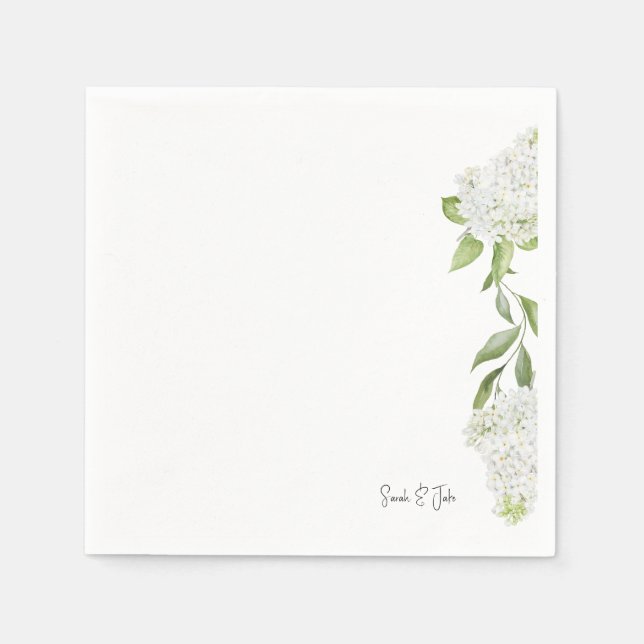 Gorgeous White Hydrangea Floral White Wedding   Napkin (Front)
